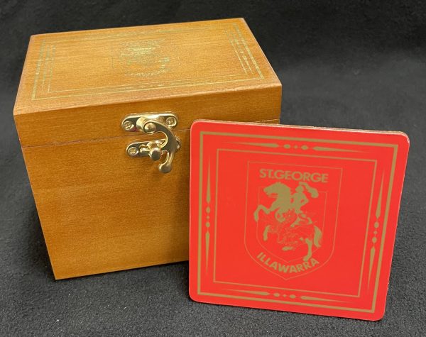 NRL Licensed Dragons Coasters in Wooden Box