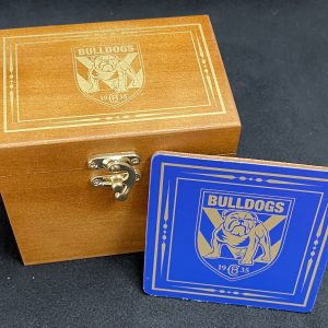 NRL Licensed Bulldogs Coasters in Wooden Box